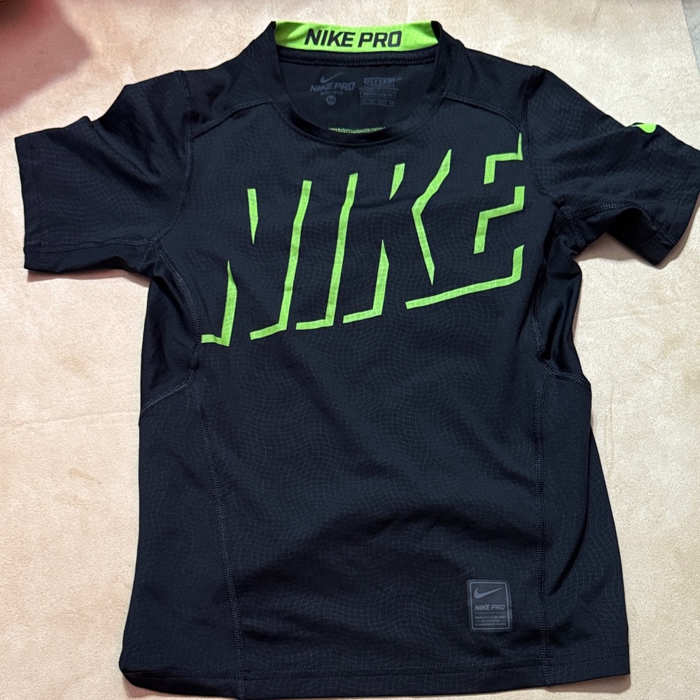 Nike Pro Black Tee with Neon Green Accents